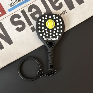 NEXTYOO PVC Tennis Racket Keychain Soft Rubber Mini Sports Key Ring Creativity Dopamine Racket Bag Pendant Fashion Gifts