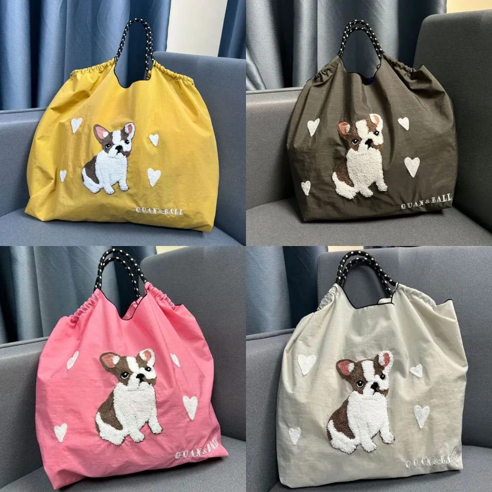 Cute Dog Embroidery Designer Bags for Women Nylon Eco Bag Handbags and Purses Large Shopper Tote Bags Animal Shoulder Bag New Lazada