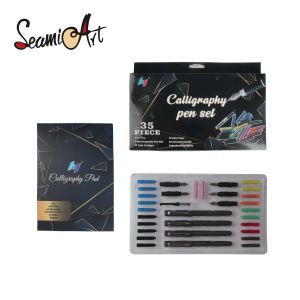 SeamiArt 35ชิ้น/ชุดชุดปากกาคัดลายมือพร้อมที่วางปากกาหัวปากกาสีหมึกเต็มถุงศิลปะเครื่องเขียนปากกาวาดการ์ตูน