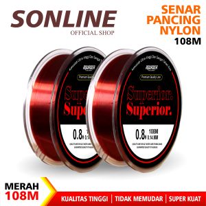 SONLINE - Tali Pancing Superior108meter Warna Merah Senar Pancing Bahan Nilon