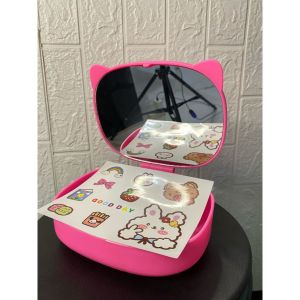 Rak Kosmetik + Kaca Cermin Kotak Lipat Makeup tempat Skincare Make up Stiker Travel Bag