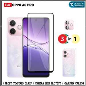 Paket 3in1 Full Tempered Glass Oppo A5 Pro 4G 5G A78 5G A16 4G Free Anti Gores Camera Dan Graskin