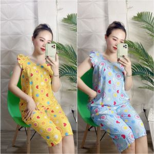 Đồ bộ tole nữ đồ lanh nữ mặc nhà VNXK quần lửng tay cánh tiên họa tiết hoa nhí [CÓ SIZE]  - TL48