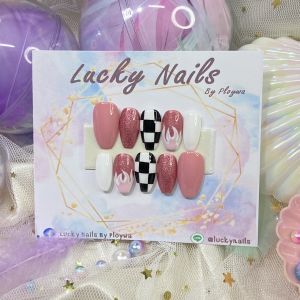 🌈LZ075🔥เล็บปลอมเจลแท้พร้อมติด ฟรีกาว+ตะไบ และของแถมสุด cute💖