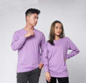 Kaos polos lengan panjang soft katun combed 30s UNGU MUDA / LILAC kaos lengan panjang polos kaos polos pria wanita lengan panjang kaos hijab polos kaos polos premium lengan panjang