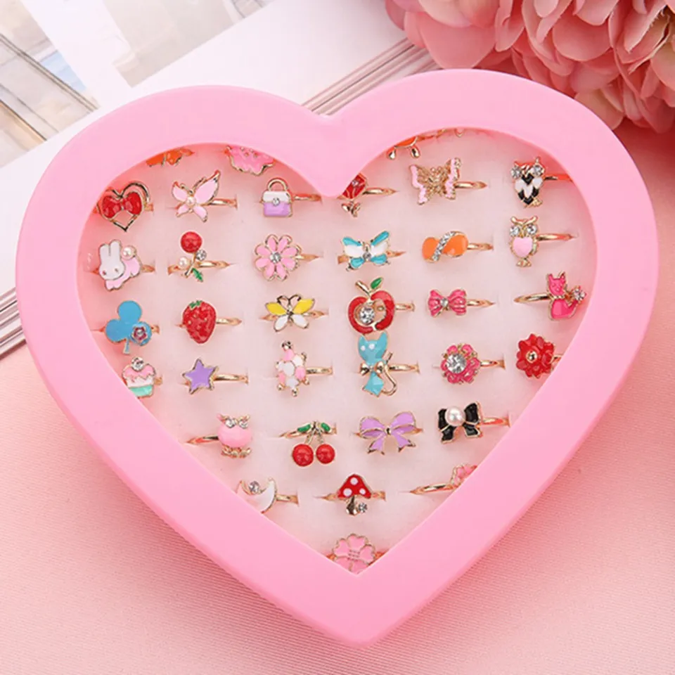 10 Pcs Set Kids Cartoon Ring, Adjustable Rings Jewelry For