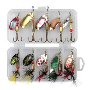 10Pcs Fishing Spoons Lures Treble Hook Set Spoons Hard Fishing Lures Metal Fishing Lures Fishing Sequins Lures Baits