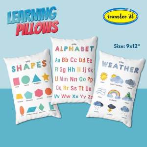 Transfer It Kids Learning Pillows 9\"X12\" Alphabet Numbers Shape Color BABY BUS Design Front & Back Baby Kids Cushion Bolster