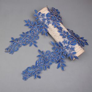 YUDESHUI 1 Pair 3D Flower Embroidery Flower Applique DIY Crafts Polyester Sew on Patch Fashion Elegant 16cm X 36cm Floral Patches Wedding Decoration DIY