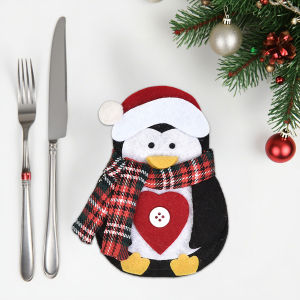 Cloth Art Knife And Fork Set Decoration For XMAS Dining Table Christmas Elder Snowman Elk Doll Knife And Fork Cutlery Set h2609
