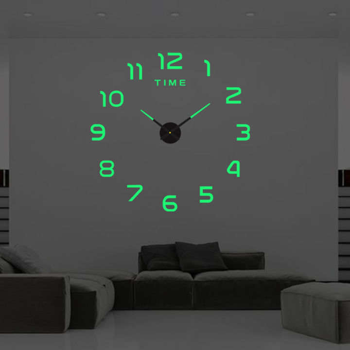 1Set 3D Wall Clock Luminous Frameless Wall Clocks DIY Digital Clock ...