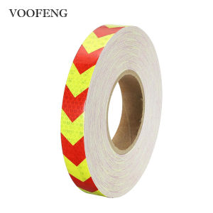 VOOFENG 2.5cm Reflective Conspicuity Tape Fluorescent Yellow/Red Warning Arrow Printed Car Sticker Truck Vehicle Safety Mark