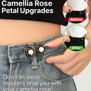 Removable Waist Button with Small Flower Camellia and Rose Design No Nail Needed Easy Detachable Waist Button for Clothes