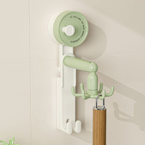 Suction Cup Hook Kitchen Six-claw Rotating Hook Bright Color Punch-free Spatula Spoon Storage Wall-mounted Rack 吸盘六爪旋转挂钩收纳架 Rak Simpanan Cangkuk Berputar Enam Cakar Sedutan