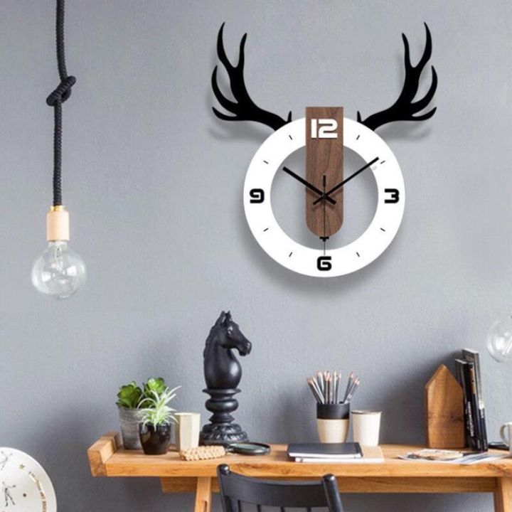 Đồng hồ treo tường gỗ đầu hươu CLOCK DECOR, Đồng hồ treo tường decor ...