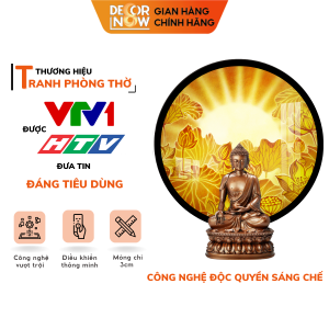 Đèn Hào Quang Phật In Tranh Trúc Chỉ DECORNOW 3040 cm Trang Trí Ban Thờ Hào Quang Trúc Chỉ HOA SEN DCN-TC35