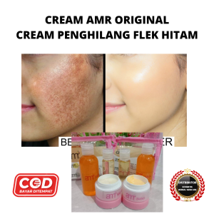 AMR Glow Cream Pencerah Essence Pelembab Wajah Premium Penghilang Flek - Paket Skincare Siang/Malam.