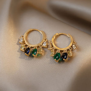 earrings for women Colorful Exquisite Female Party Drop Earrings Bohemian Style Fashion Jewelry Zircon Hoop Earrings Korean Style Earrings Women Ear Buckle