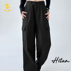 TINO TINO CJWP-H1194 Celana Cargo Wanita Casual Mid Waist dengan Potongan Panjang dan Motif Polos - Bahan Premium Import