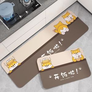 Diatom mud cartoon floor mat kitchen floor mat water absorbing and oil resistant foot mat easy to wipe and maintain non slip carpet
