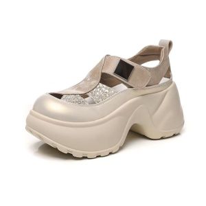 [Free Shipping] New Summer Collection: Breathable Hollowed-Out Casual And Sporty Platform Sandals For Women Featuring Thick Soles For Added Height And Designed For Both Indoor And Outdoor Wear With A Closed-Toe Style