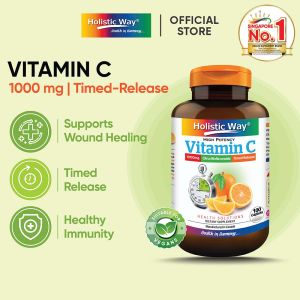 Holistic Way High Potency Vitamin-C 1000mg (Timed-Release) – Supports Immunity Wound Healing Collagen & Antioxidant Protection — Vegan (100 Caplets per bottle)