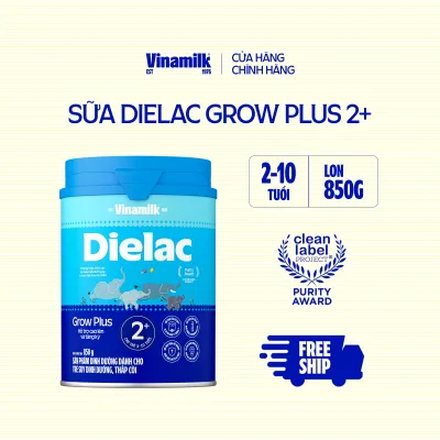 Sữa Non Vinamilk Dielac Grow Plus 2+ HT 850g (Sữa bột cho Trẻ Từ 2 - 10 Tuổi) - Tăng cân cao khỏe hỗ trợ Bé suy dinh dưỡng thấp còi