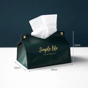 OUREAL Modern Leather Tissue Case Large Storage Container Napkin Holder Paper Towel Box Car Tissue Box Home Living Room Decoration