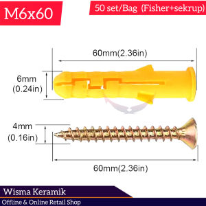 Nylon Fiser set dengan sekrup Spinser angkur baut set ukuran M6 dan M8 panjang 30 40 60 80