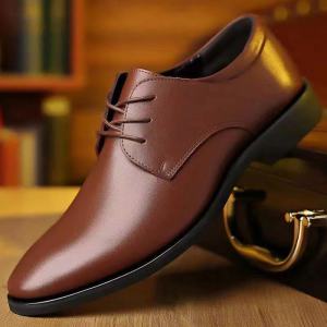 Free Shipping Spring And Autumn Large-Size Leather Shoes For Men Suitable For Formal Wear Business Casual And Everyday Use Also Ideal As Wedding Shoes Or Work Shoes With A Soft Sole And Hidden Heel For Added Height