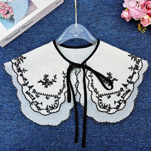 Embroidery Collar False Collar Shoulder Wrap Dickey Collar Detachable Collar For Women Sweater Collar Lace Up Neckline