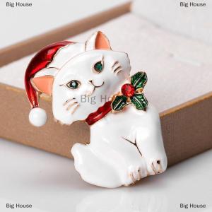 [COD] Big House เข็มกลัดติดเสื้อรูปแมวสำหรับผู้หญิงลายสัตว์แนววินเทจเครื่องประดับสำหรับเทศกาลคริสต์มาส