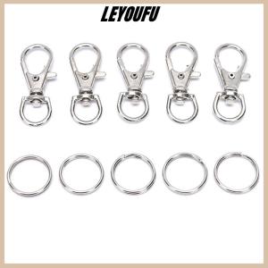 LEYOUFU 50Pcs Metal Swivel Lobster Clasps Clips Hook with Key Ring DIY Jewelry Craft