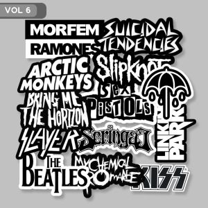 STIKER BAND MUSIC ROCK METAL ISI 15pcs - [ VOL 6 ] BLACK N WHITE AESTHETIC HELM LAPTOP TUMBLER
