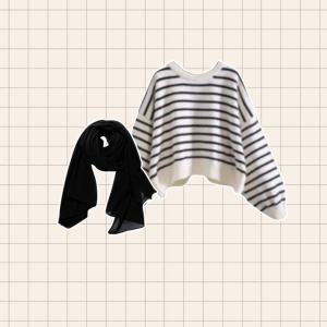 SETELAN Outfit Remaja Kekinian Paris Premium Blouse Sweater Crop Strip Celana Cutbray Higwaist 11B