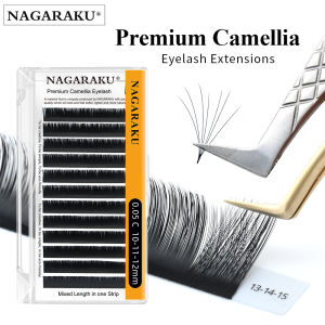 NAGARAKU Camellia Volume Eyelash Extension Mixed Length Premium Soft Natural Light Eyelashes Premade Fans Lashes