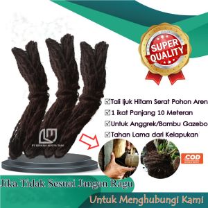 Tali tambang ijuk aren hitam untuk pengikat bambu gazebo anggrek 10 meter