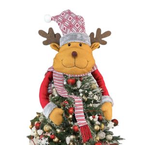 MAOMEI Kích thước lớn Đồ trang trí trên đỉnh cây thông Noel Phim hoạt hình Thiết kế khăn quàng cổ Đồ trang trí cây thông Noel Đồ dùng tiệc tùng Dễ thương Đồ trang trí hình người tuyết ôm nhau Trang trí nhà cửa