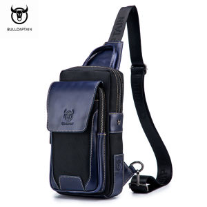 Bullcaptain người đàn ông của Top-Grain da bò da thật thường ngày Phong Cách Túi đeo đa chức năng Crossbody với dây đeo điều chỉnh được cho thời trang Giải trí & sử dụng thường nhật