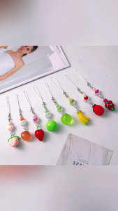 Acrylic Beaded Keychain Handmade Charm Phone Chain Pendant Colorful Keyring Bag Ornament Stylish Phone Accessory