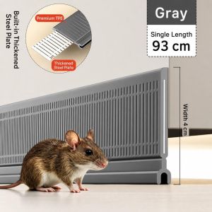MIRELAE Built In Steel Insert Door Bottom Seal Strip Self Adhesive TPE Mouse Proof Door Seal Flexible Draft Stopper Strip Household