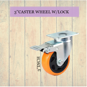 CASTER WHEEL COLOR ORANGE HEAVY DUTY SIZE 2345" FIXED SWIVEL AND SWIVEL WITH LOCK