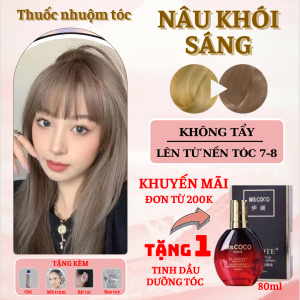 Thuốc nhuộm tóc màu Nâu Khói Sáng - Không cần tẩy / Nhuộm tóc tiện lợi tại nhà - Tặng kèm oxi trợ nhuộm