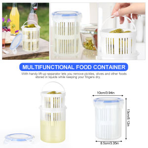 [Wondering] Pickle Jar with Strainer Insert Deli Food Storage Container Pickle Holder Keeper Lifter Bucket of Pickles Large Flip Jar with Leak Proof and Lock It Lid