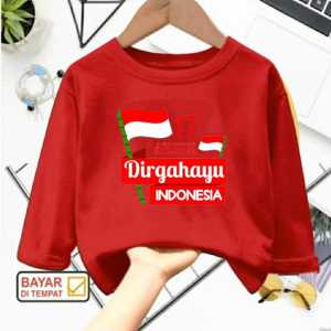 Pakaian atasan anak usia 1-12 tahun bergambar 17 Agustus bahan Babyterry