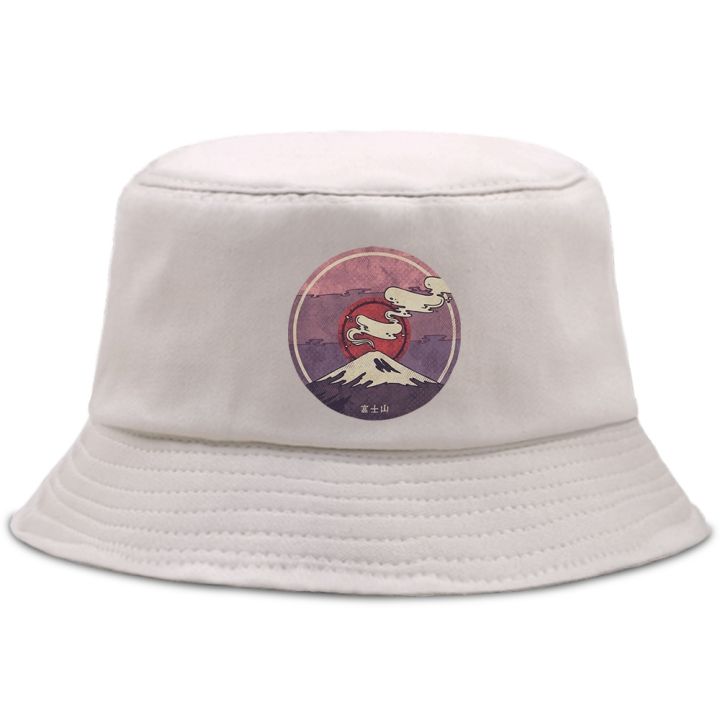 Mount Fuji Wide Brim Beach Sun Hat Round Top Sunscreen Fisherman Cap Adult  Summer Foldable Bucket Hat Solid Color Hip Hop