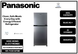 PANASONIC 262L 2 DOOR TOP FREEZER REFRIGERATOR / NR-TV261APSM
