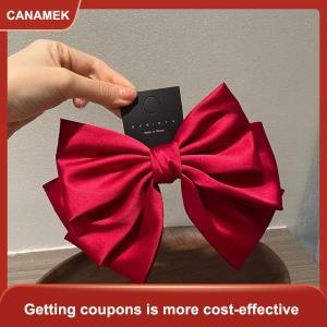 【CANAMEK】 Thanh lịch Bow Ribbon tóc Clip thời trang đơn giản rắn satin mùa xuân Clip tóc pin Retro Headband với clip cô gái Phụ kiện tóc