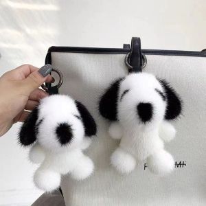 STILLMUSE Bag Decoration Snoopy Dog Keychain Animal Dolls Fluffy Soft Mink Hair Keyrings Key Holder Plush Toys Pompom Plush Pendant Gift for Girls