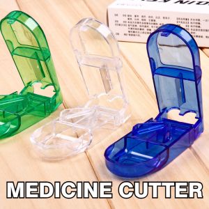 Portable Box Case Holder Storage Separator Compartment Pill Splitter Splitting Pill Cutter Convenient Tablet Cutter Plastic Medicine Splitter Kotak Pemotong Ubat 携带式切药盒